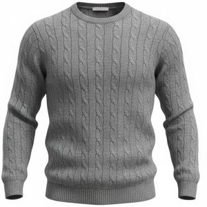 Oscar de la Renta Gray Cable Knit Crewneck Sweater XXL NWT